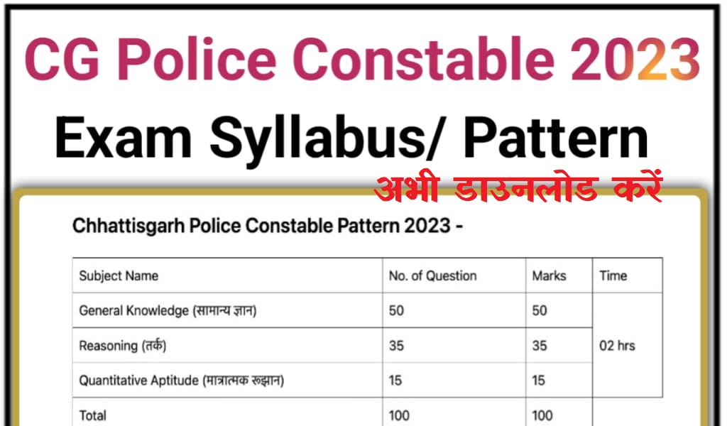 CG Police Constable Syllabus 2024 | छत्तीसगढ़ पुलिस कांस्टेबल सिलेबस जारी