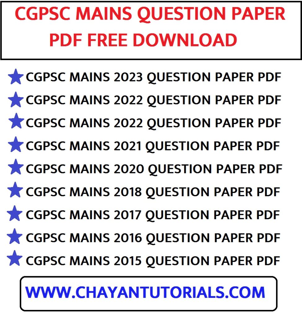Cgpsc Mains Question Papers Pdf